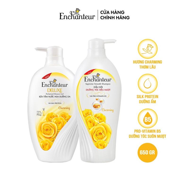 COMBO 2 Chai Dầu gội và sữa tắm Enchanteur Charming 650g