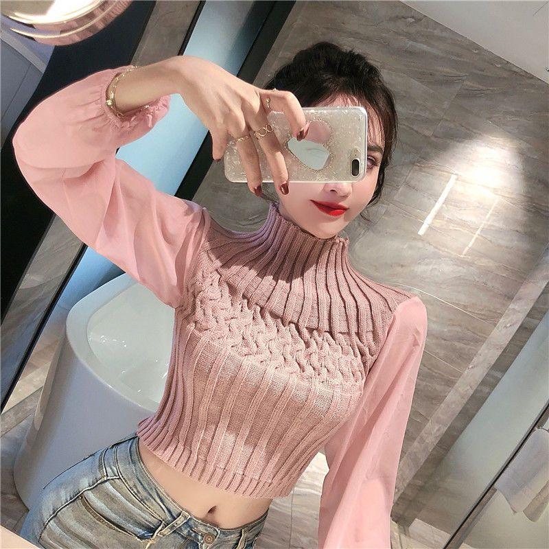 Áo len dáng ngắn croptop MIHAE, áo kiểu nữ hàng Quảng Châu cao cấp 5