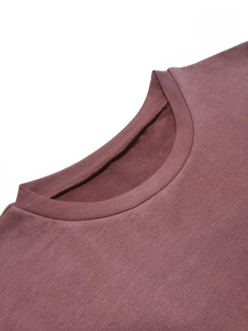 Product Introduction of Women's Solid Drop Shoulder Tee & Pocket Pants Two-piece Set, Casual Fashion Cozy Round Neck Long Sleeve Top & Trousers for Daily Outdoor Wear, Women's Clothing for Fall & Winter 3
