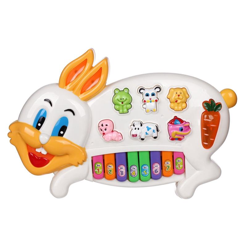 Đồ Chơi Đàn Piano Hình Thỏ Có Nhạc Đèn Nhiều Chế Độ Chơi Cho Bé