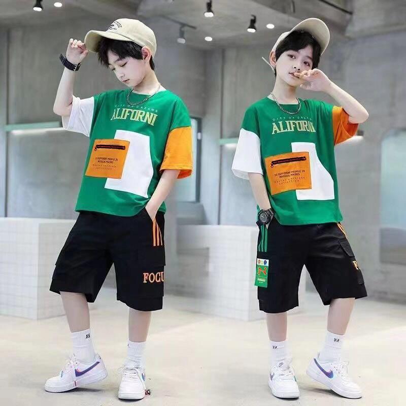 Bộ Đồ Mùa Hè Cho Bé Trai, Quần Áo Trẻ Em, Phong Cách Phương Tây, Cỡ Trung Bình Và Lớn, ngắn Tay, Đẹp Trai, Ngầu, Thời Trang, Dễ Thương, Thân Thiện Với Làn Da, Làm Bằng Vải Chất Lượng Cao, Tuyệt Vời Cho Mùa Hè 1