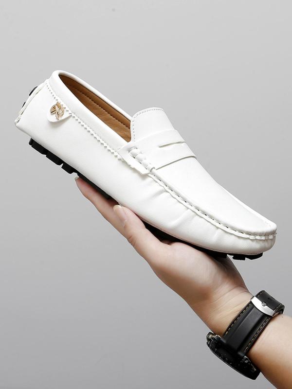Men's Business Style Solid Color Slip-on Loafer Shoes, Fashionable Comfortable Flat Shoes for Daily Wear, Lightweight Breathable Shoes for All Seasons 4