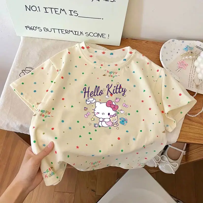 Áo Thun ngắn Tay Cho Trẻ Em, Thời Trang Mới Mùa Hè, Siêu Dễ Thương, Thiết Kế Hoạt Hình Tie-Dye, Áo Mặc Bên Ngoài Dễ Phối Đồ Thích Hợp Cho Trẻ Mới Biết Đi Và Bé Gái