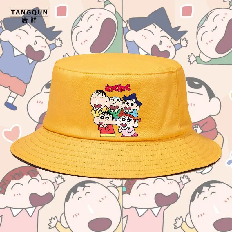 Mũ Bucket, Crayon Shin Chan Và Thương Hiệu Cùng In Hình Hoạt Hình Cặp Đôi, Dễ Phối Đồ Thường Ngày, Che Nắng Ngoài Trời, Dành Cho Nam Và Nữ, Cùng Phong Cách