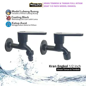Kran Tembok Hitam Drat 1/2 Inch Baling Engkol - Keran Air Mesin Cuci Taman Kamar Mandi