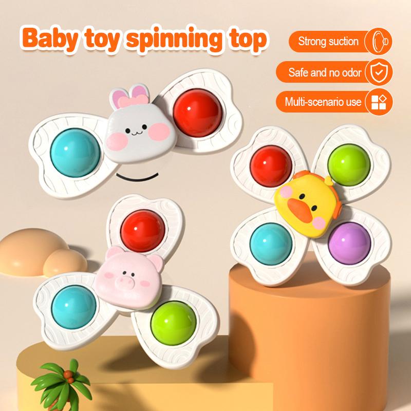 【Hàng mới về】Set 3 con quay spinner dính tường cho bé, chong chóng dán tường hình động vật vịt, thỏ, sư tử đáng yêu