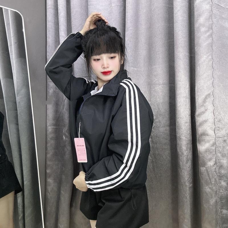 Áo Khoác Gió 2 Lớp Chống Nước Nữ  Không Mũ Dáng Rộng Ngang- Freesize dưới 65kg ( chiều dài áo 58cm )