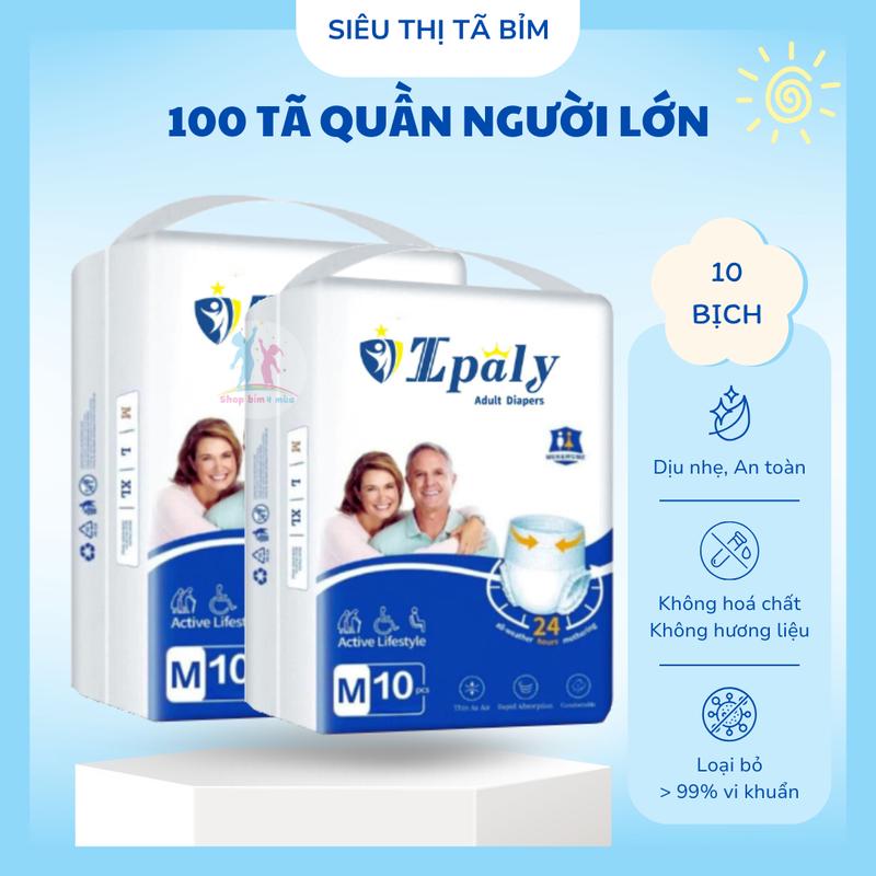  Combo 100 miếng bỉm quần Epoly Ipaly cho người lớn già size M-L-XL 10 bịch siêu thấm mỏng khô thoáng 