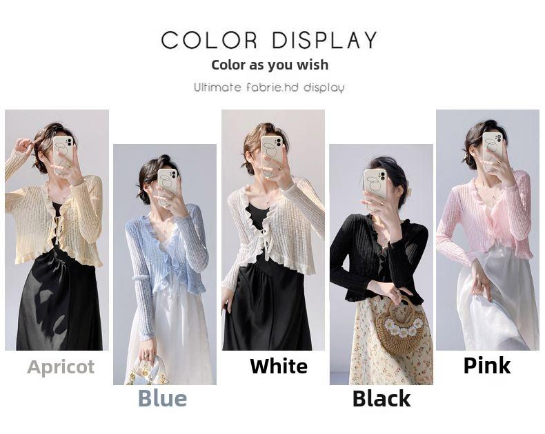 Product Introduction of Áo Cardigan Dệt Kim, Chống Nắng, Áo Cánh Che Kín Ngoài Mỏng Cho Nữ, Khăn Choàng Mùa Hè, Áo Khoác Vai Nhỏ Bằng Lụa Lạnh 2