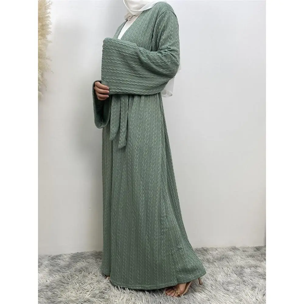 Dubai New Autumn and Winter Sweater Loose Sleeves with Side Pockets Cardigan Robe 1955-1
