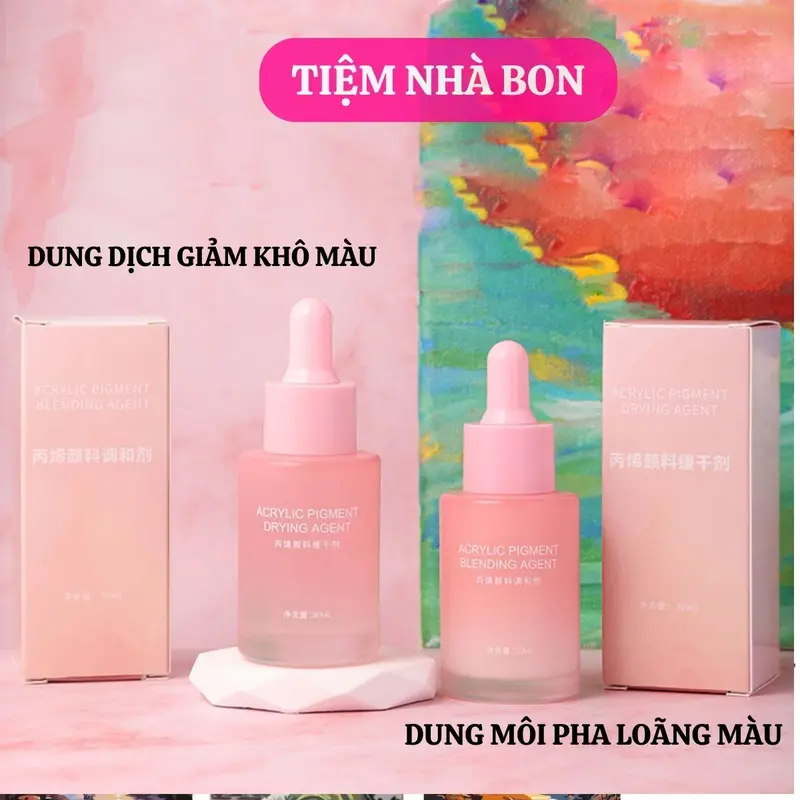 Bộ đôi pha màu, dung môi pha loãng màu 10ml, Dung dịch hỗ trợ giảm đặc màu 10ml
