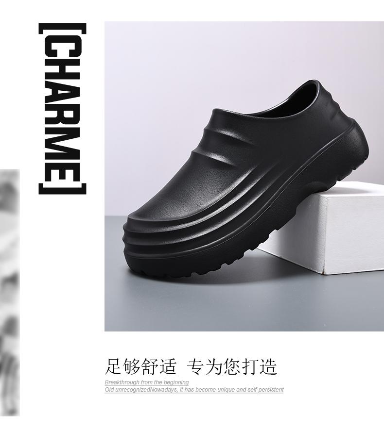Product Introduction of New Styles Wholesale Nude Black Working Shoes for Men Chef Waterproof Clogs Factory in China Low Price Eva Lightweight 12
