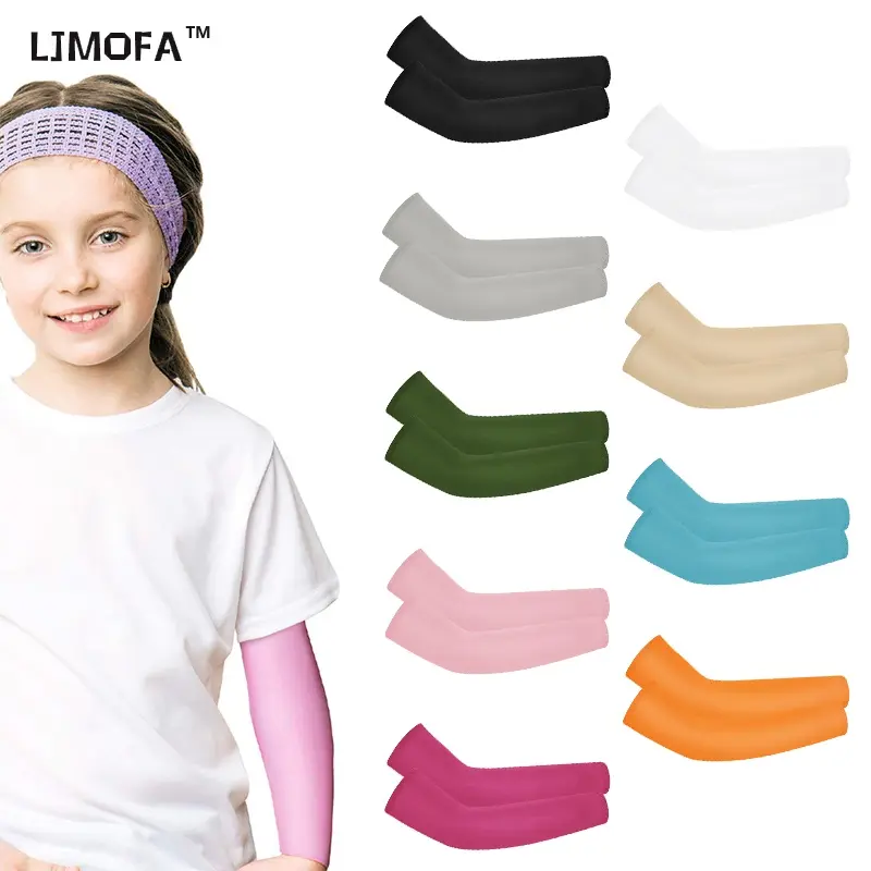 Cooling Sleeves for Kids Breathable Moisture-Wicking Arm Sleeves for Kids Solid Color