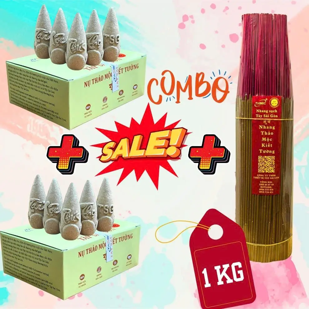COMBO Nhang Thảo mộc siêu rẻ - 2 hộp nụ + 1 bó Nhang kiết tường 4 tấc