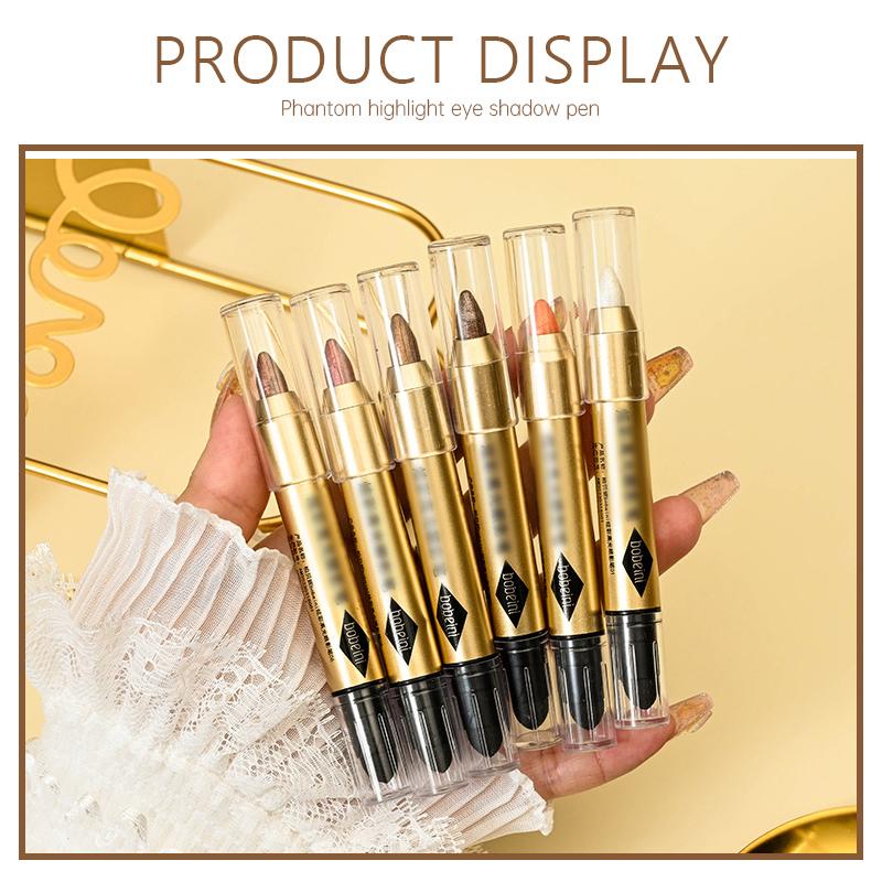 【PRADAHID】 Pena Bayangan Mata Pencerah Sorot Pena Kontur Berkilau Mutiara Stik Bayangan Mata Kepala Ganda