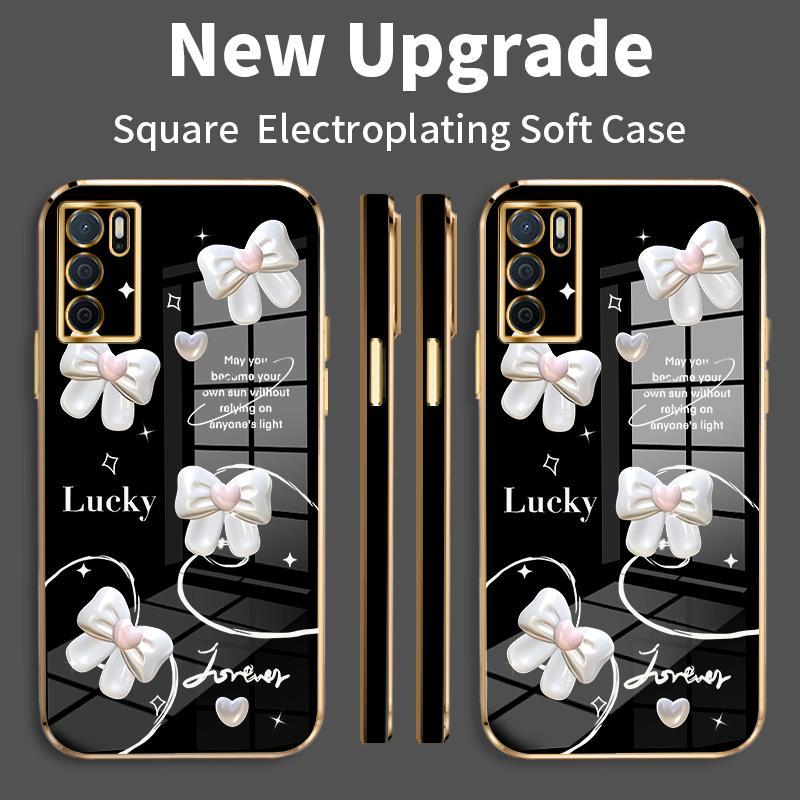 Casing Hp untuk OPPO A16 A16s A1 Pro A11 A11x A11K A12 A12s A12e A15 A15s A16K A16e A17 A18 A1k A1x A2 5G A2x A3 A31 A32 A33 2020 A35 2021 A36 A37 A38 A39 A3 Pro 3D Stereo Bow Tie Silicon TPU Electroplating Case Murah 2