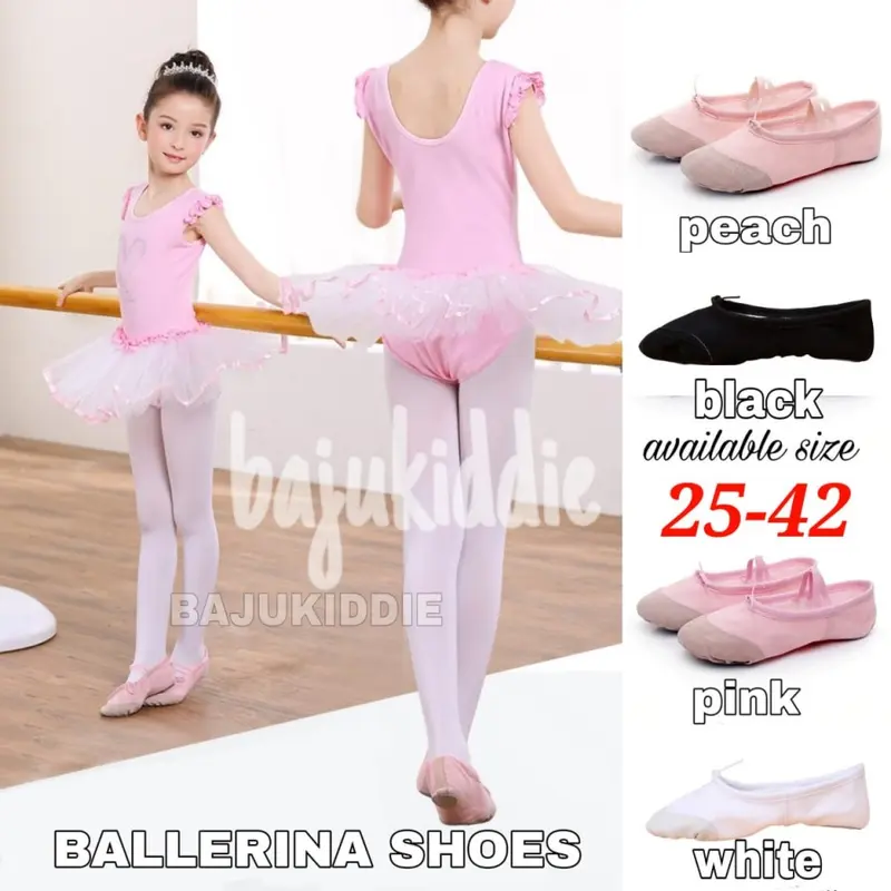 BAJUKIDDIE BALLERINA SHOES sepatu balet kanvas nari tarian dansa anak Wanita 0