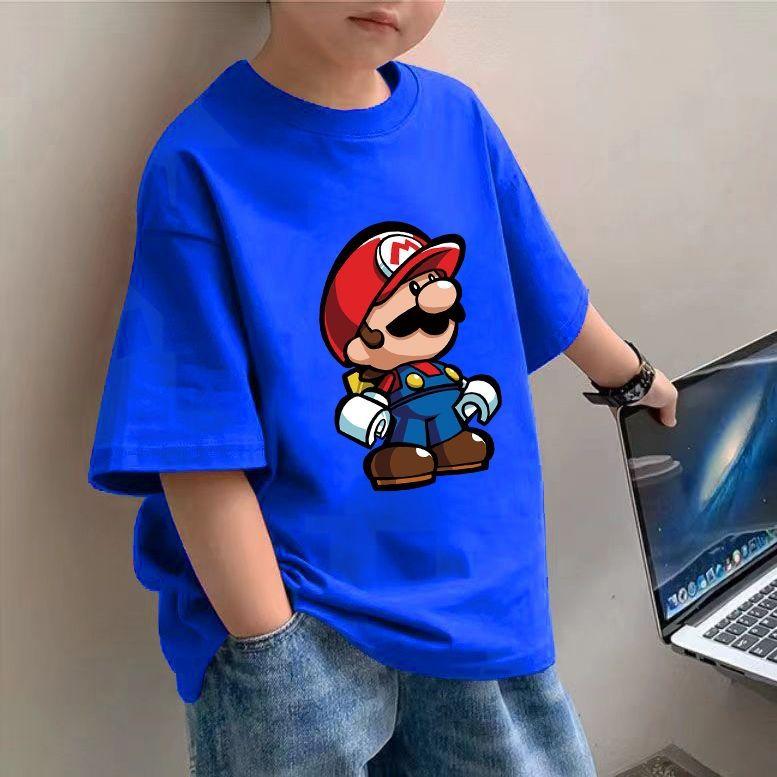 Áo Thun Bé Trai, Quần Áo Trẻ Em, Chất Liệu Cotton, Mặc Mùa Hè, Hàng Mới Về, Tay Lửng Áo, Áo Hoạt Hình, Dáng Rộng Vừa Vặn, Thích Hợp Cho Trẻ Em Và Thanh Thiếu Niên, Áo Thun ngắn Tay 3