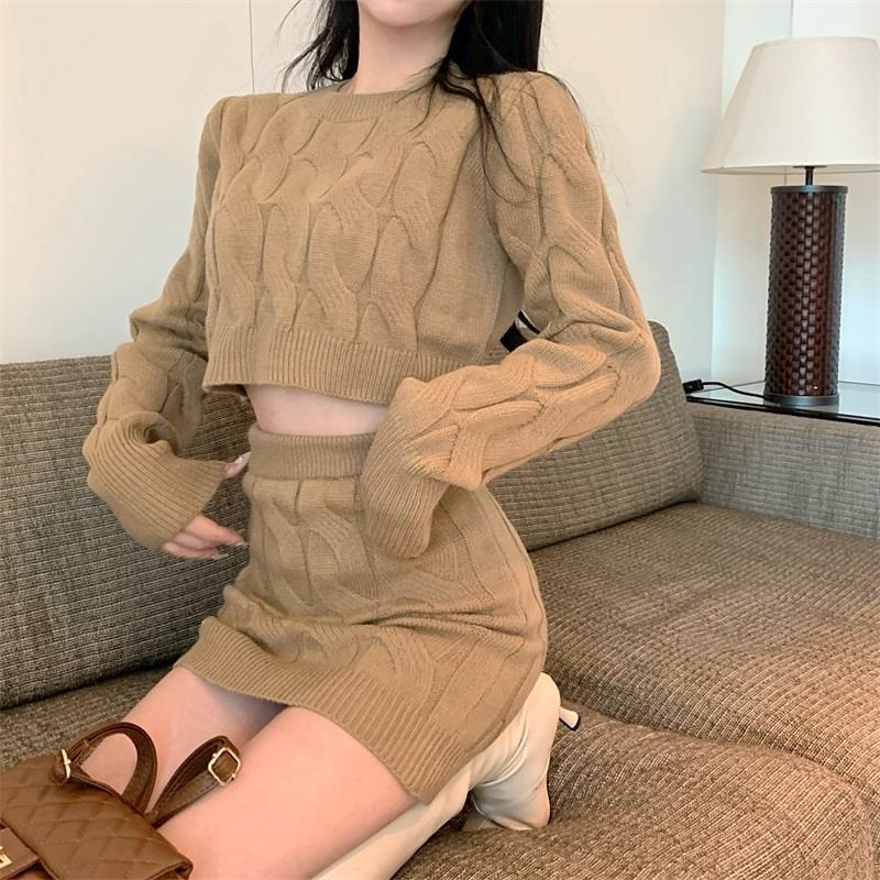 Product Introduction of Sut Sweater dan Skirt Berkait, Gaya Kasual, Penebalan Musim Luruh dan Musim Sejuk, Lengan Panjang Slim-Fit Wanita, Skirt Bodycon Pinggang Tinggi, Set Dua Keping 20