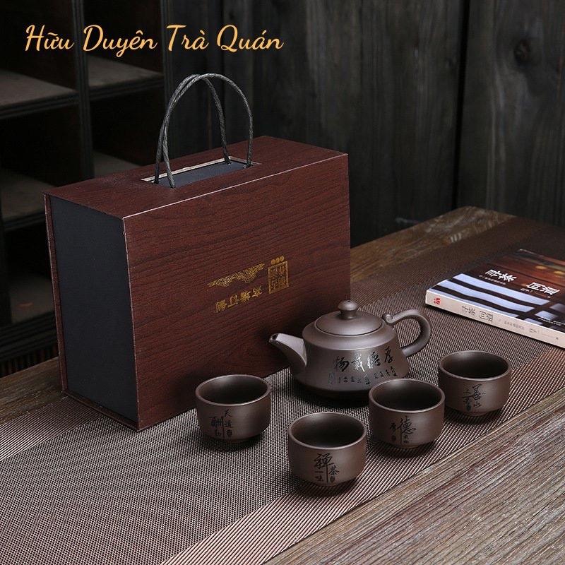 Bộ ấm tử sa dáng Hợp Hoan Uống Pha Đồ Trà Đạo Cao Cấp - Quà Tặng