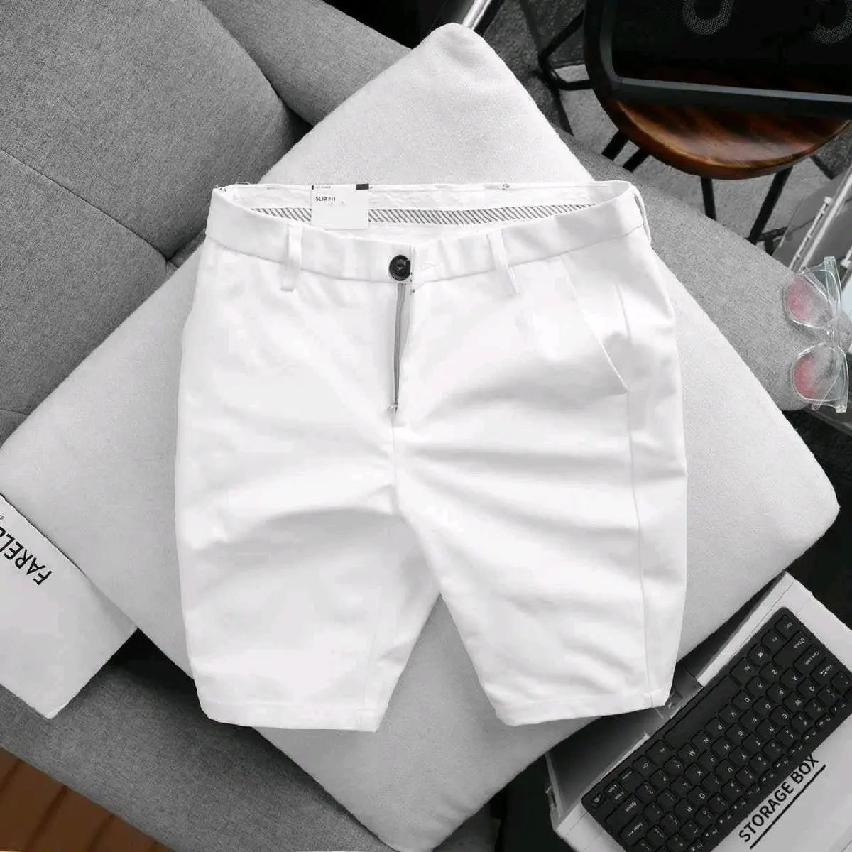 Quần short tây âu co giãn 2 chiều màu trắng