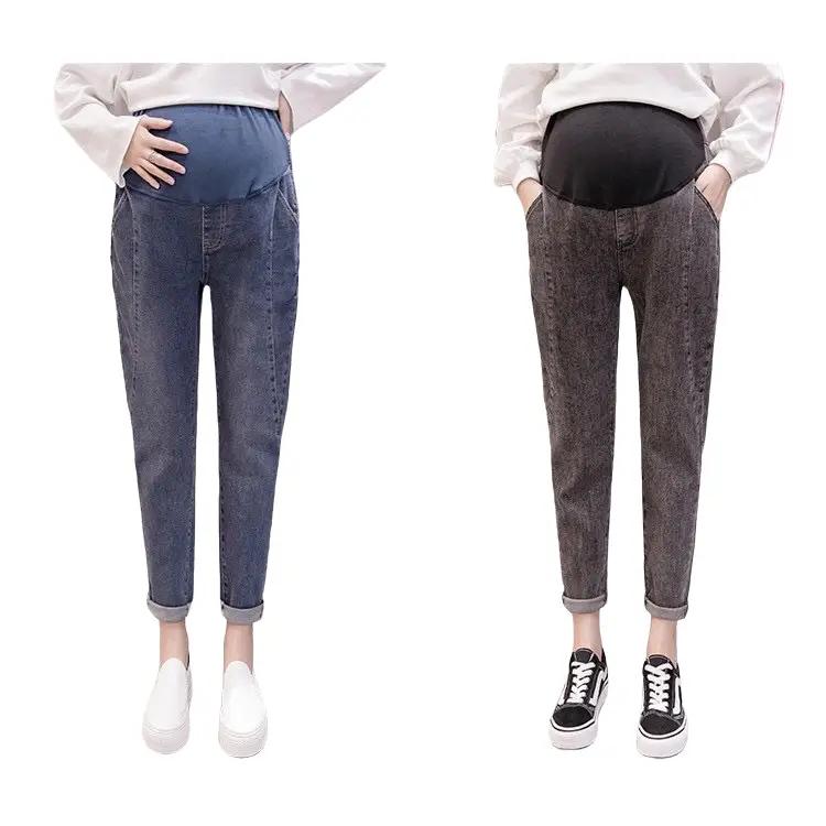 Quần bầu - Quần jean bầu 12 baggy ống rộng không ôm chân 40-75kg Thai sản Thai kỳ Bao hàng nhiều kiện Thoáng khí Thoải mái Dưới mắt cá chân Dây rút Váy Bầu Đầm Bầu