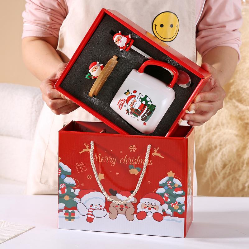 Product Introduction of Christmas Gift Santa Claus Mug with Cover Spoon Good-looking Ceramic Cup Practical Gift travel  water Drinkware Tumbler Reusable Washable Coffee Drink Reuse Drinkware Tumbler 6