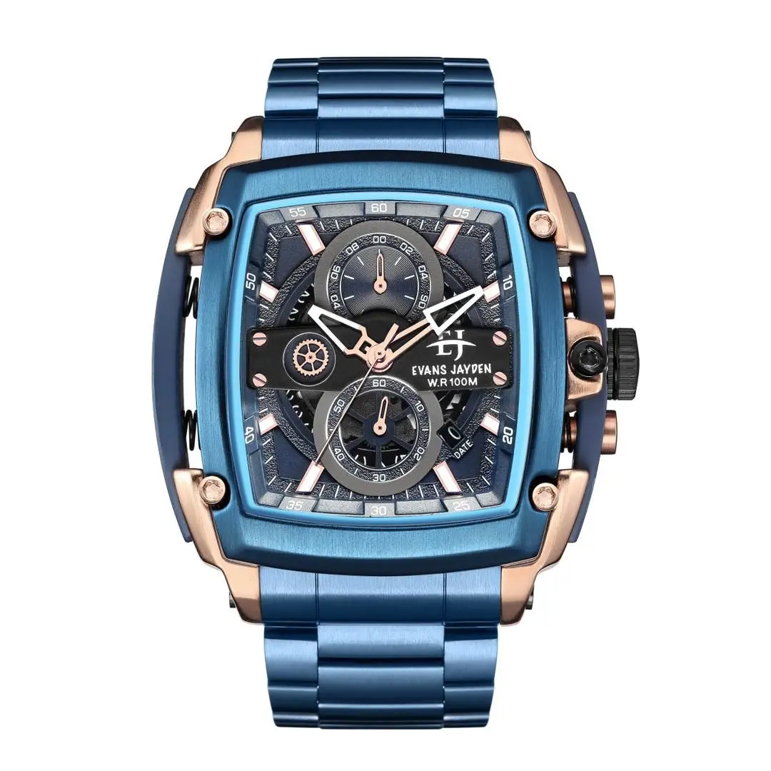 DISKON jam tangan ! Evans Jayden Jam Tangan Pria 9553 Rantai Stainless Kaca Sapphire Steel Chronograph Water Resistant 10 ATM Watches