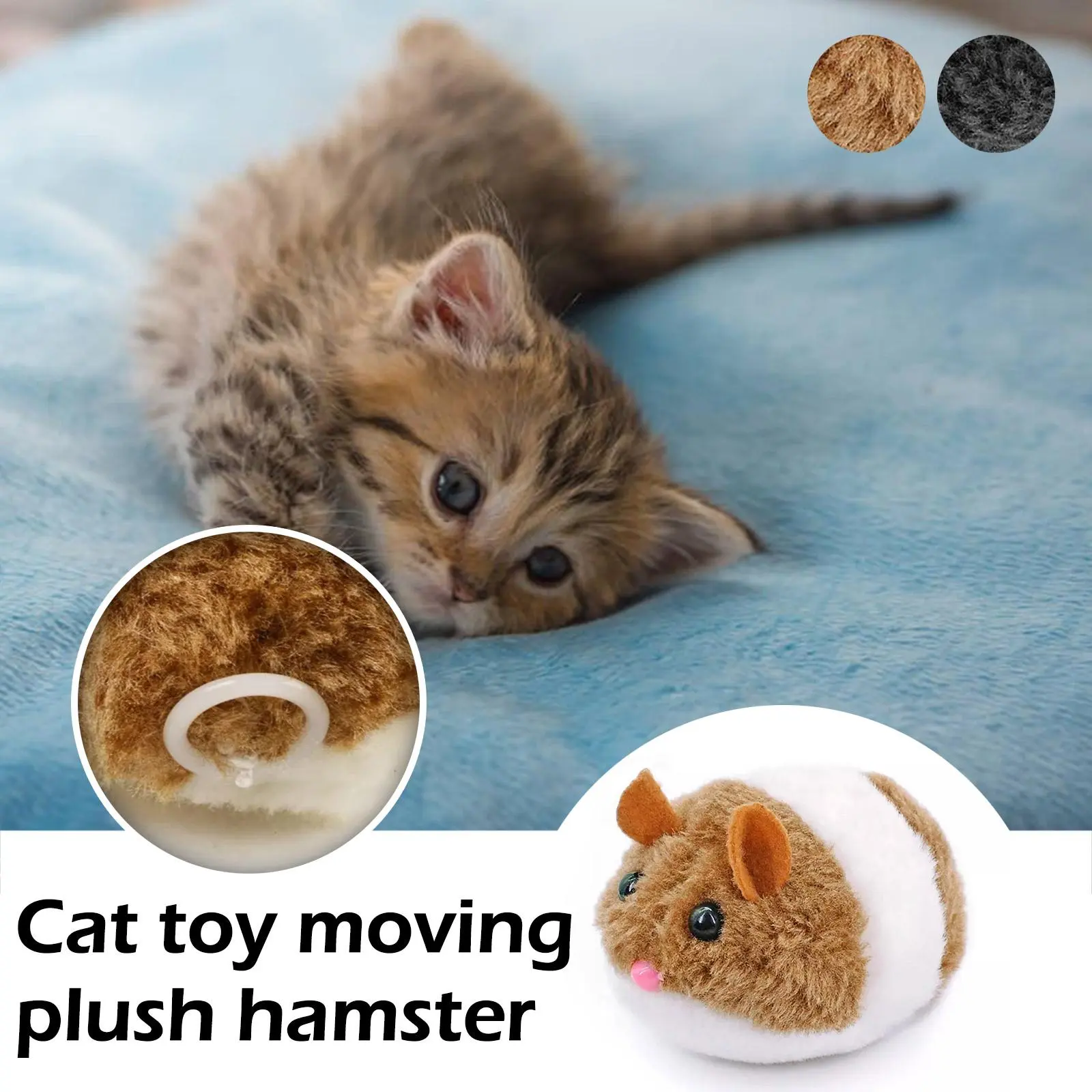 Mainan Tetikus Simulasi, Anak Patung Hamster Mewah, Pelega Kejutan Automatik, Melegakan Tekanan, Berpusing, Sesuai untuk Kegunaan Isi Rumah, 1 helai, J9P7