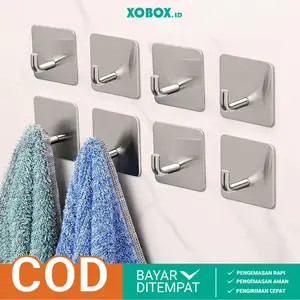 1Pcs Gantungan Tempel Hook Multifungsi Besi Gantungan Baju Dinding Tempel Stainless Steel HM1037