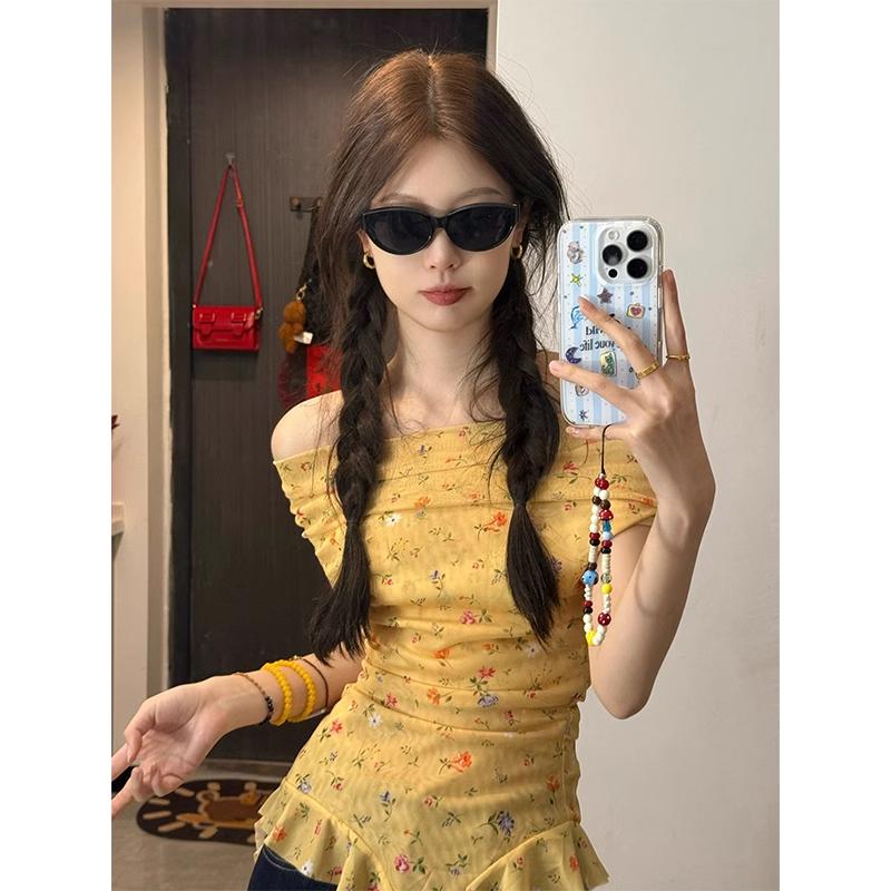 áo tua rua nữ vàng chanh áo trễ vai nữ mùa hè fashion mùa hè áo phông 25.6.4-KU-HW0987