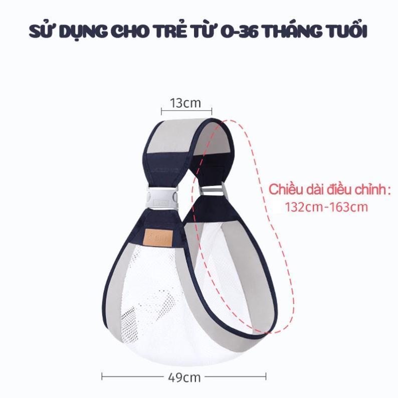 Địu em bé sơ sinh, địu cho bé bé sơ sinh nhiều tư thế vải lưới mềm mát gọn nhẹ dễ dàng sử dụng BECON 1