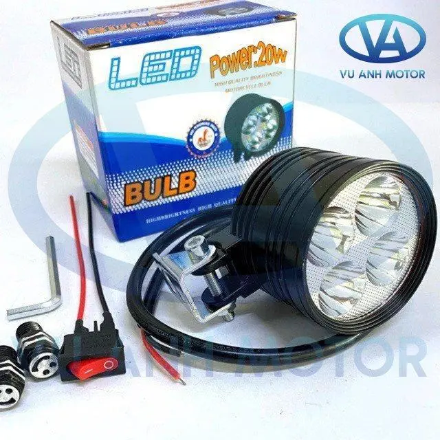 ĐÈN TRỢ SÁNG L4 NGẮN 20W 3 CHẾ ĐỘ CÓ CÔNG TẮC GẮN CHO CÁC DÒNG XE MÁY Kem 0