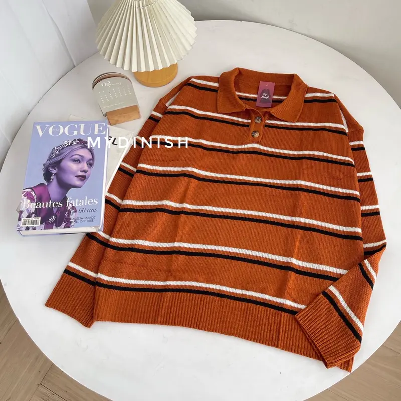 Polo Levronka Blouse - Atasan Rajut Wanita Korea Baju Kerah 6