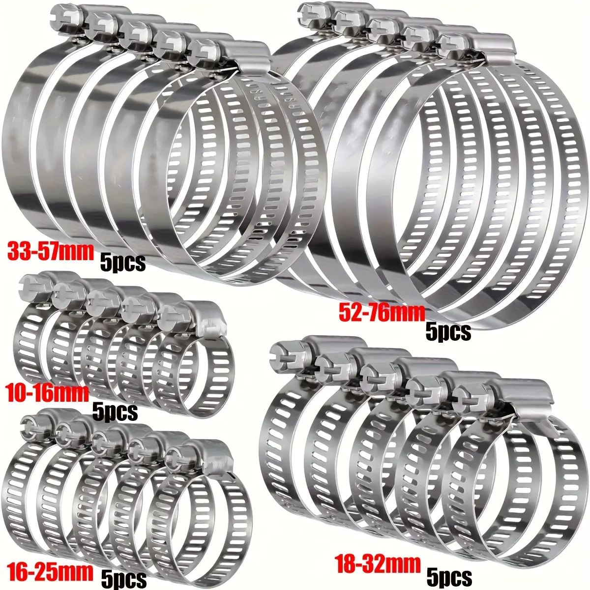 Multi-size stainless steel hose clamp combination set, adjustable screw ...