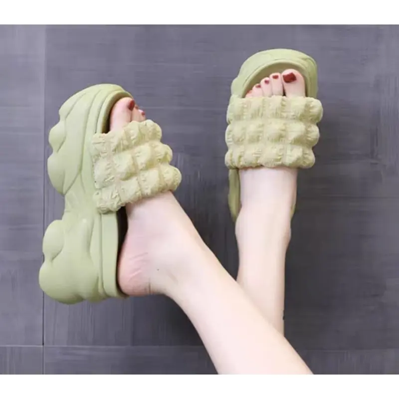 COD Bayar Ditempat Sandal Sendal Wedges Wanita Perempuan Hak Flatfrom Model Kokop Kotak Kain BM 521 1