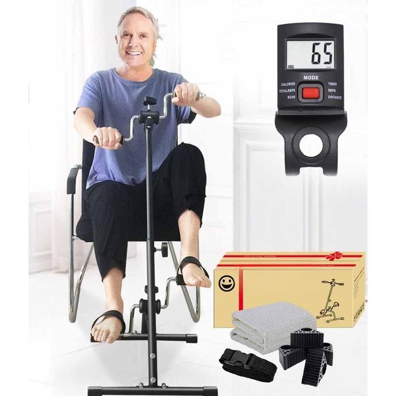 TikTok Shop Pedal Exerciser Bike Hand Arm Leg and Knee Peddler Adjustable Fitness Equipment for Seniors Elderly Home Pedal Exercise Bike for Total Body with Gift Box Monitor