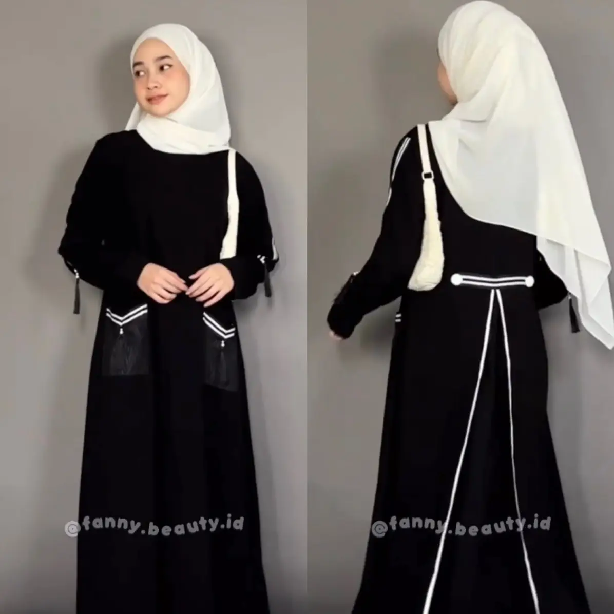 Veeyaa Abaya by fanny.beauty.id Wanita Muslim Gamis Kombinasi Embos