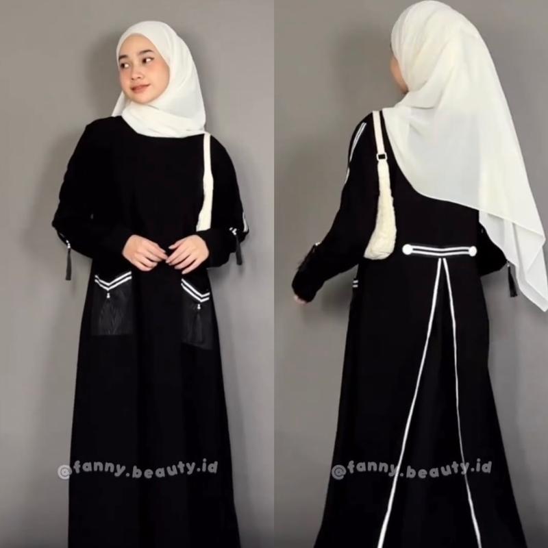 Veeyaa Abaya by fanny.beauty.id Wanita Muslim Gamis Kombinasi Embos 1
