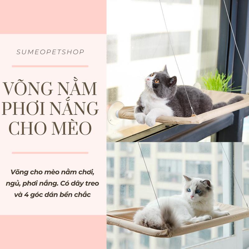 Võng Tắm Nắng Cho Mèo Treo tường - Gắn Cửa Sổ, Dễ Dàng Lắp Ráp, Cho Mèo Nằm Chơi và Thư Giãn võng  cho võng  cho