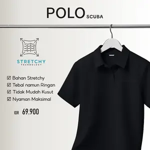 Aerostreet Boxy Polo Shirt Zean Hitam Man Kaos Kerah QFAAA