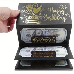 Caja para regalo de dinero de cumpleaños, 1 pieza Portatarjetas de regalo de dinero creativo para cumpleaños con 6 ranuras, Regalo único para fiesta de cumpleaños