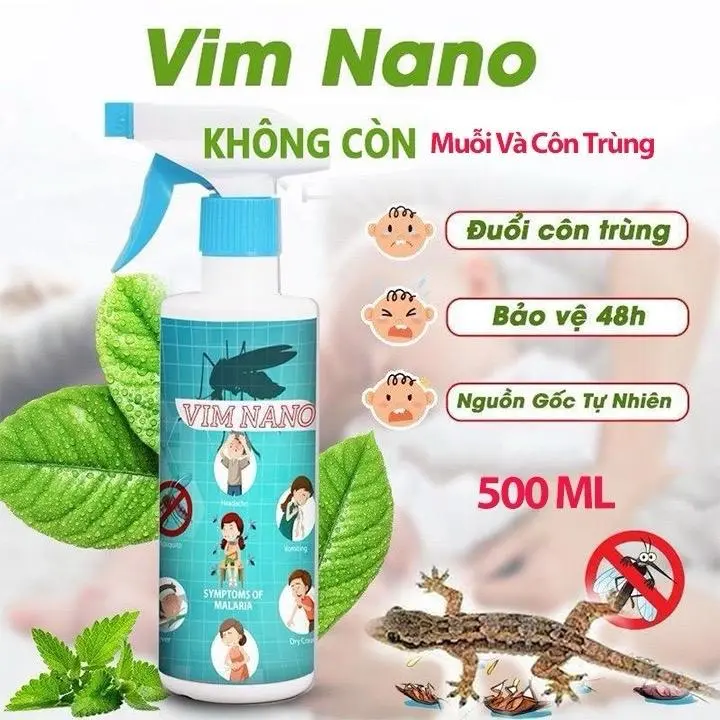 [Ưu Đãi] 1 Chai Xịt Đuổi Muỗi, Thằng Lằn, Côn Trùng Vim Nano 500ml Mùi Hương Dễ Chịu Xuất Xứ Thảo Mộc - Xua Đuổi Muỗi, Gián, Côn Trùng