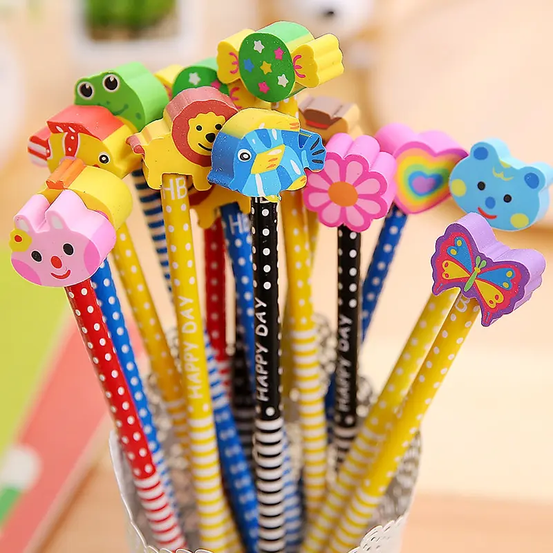BISA COD S5691 Pensil Karakter + Penghapus Pensil Lucu / Pensi Ada Penghapus Karakter Unik Lucu Kayu Stationery 0