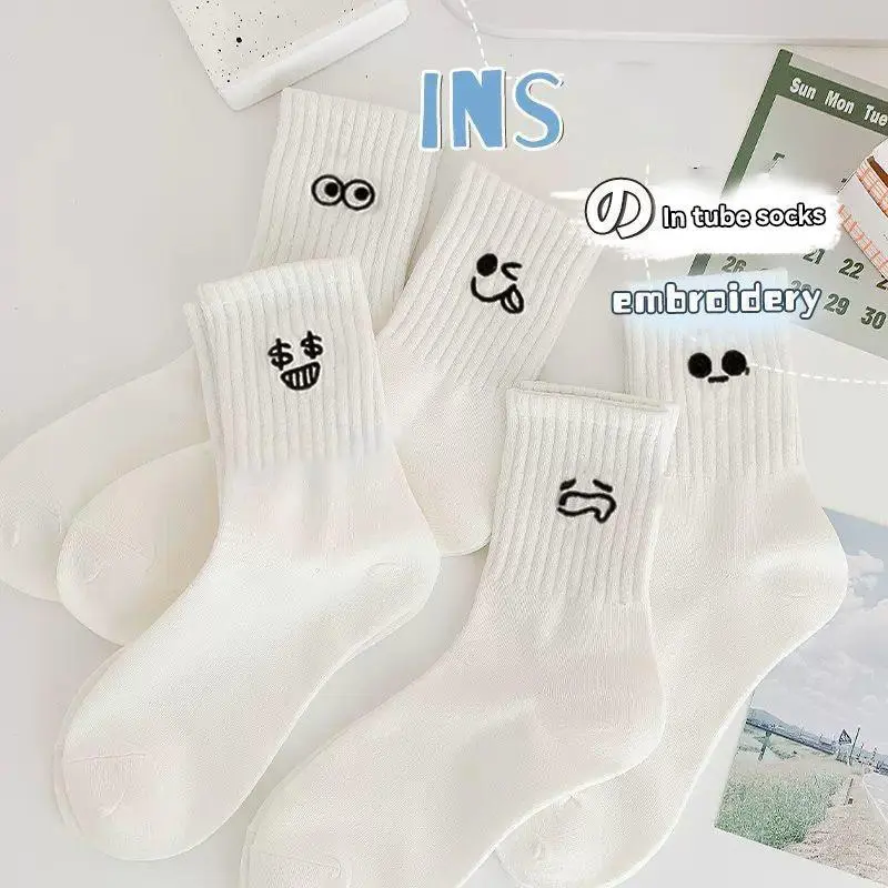 Multiple New Styles Of Mid Length Men's And Women's Socks Cute Cartoon Striped Japanese Style Mid Length Socks Autumn And Winter Casual Lingerie