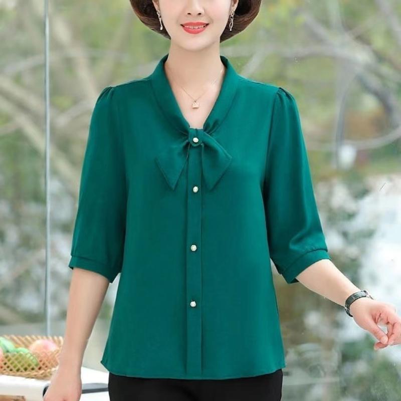 Áo Sơ Mi Tay Lỡ Cho Mẹ TRUNG NIÊN Phong Cách Phương Tây, Chất Liệu Voan, Áo Sơ Mi Nhỏ Thích Hợp Cho Mùa Xuân, Mùa Thu Và Mùa Hè, Hàng Mới Về Năm 2024, Dành Cho Phụ Nữ Trung Người Già Và Cao Tuổi Top Women 0