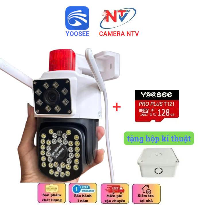(Tặng hộp Kỹ Thuật khi mua cam thẻ) CAMERA YOOSEE 46L( 44L LED )FHD -2 MẮT 2 KHUNG HÌNH CÓ ĐÈN ĐỎ BÁO ĐỘNG - NGOÀI TRỜI CHỐNG NƯỚC - QUAY ĐÊM CÓ MÀU - BÁO ĐỘNG CHỐNG TRỘM