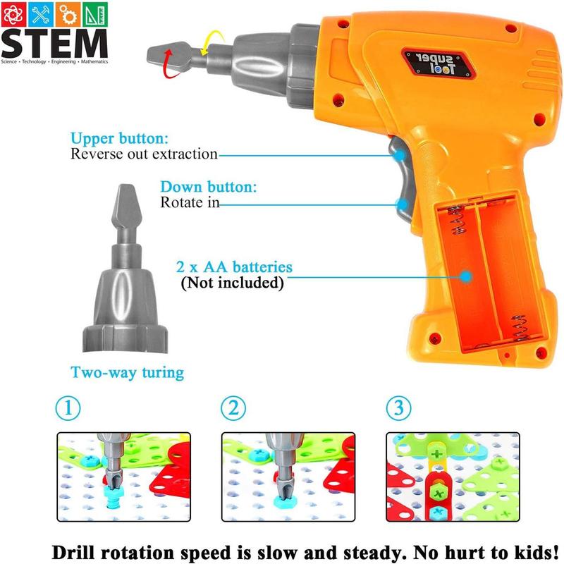Durable Construction Games with Toy Drill, 1 Set Creative Engineering Building Kit, Learning Constructor Set Gift, Valentine's Day Gift, Fidget Toys, Crafts 5