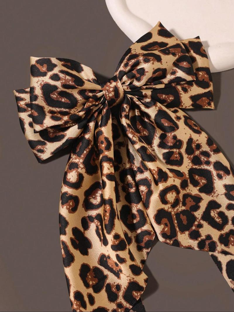 Product Introduction of Leopard Print Bow Decor Hair Clip, Casual Hair Accessories for Women & Girls, Minimalist Headwear Suitable for Thick Hair 4
