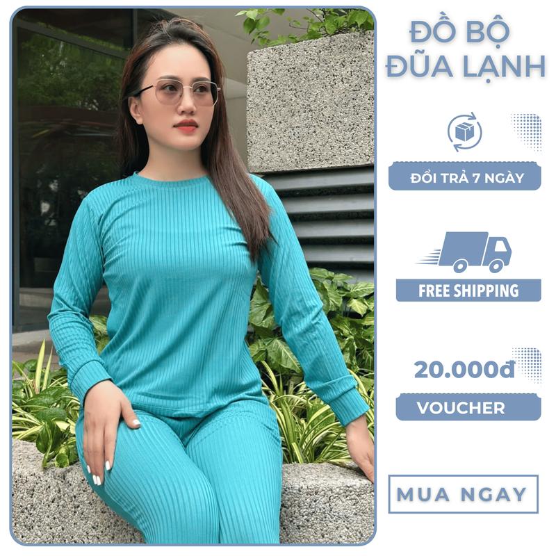 Bộ Ủ Kem Cổ Tròn Thun Gân Cao Cấp Co Giãn Bốn Chiều - Size 65kg Và Dưới 75kg - Phong Cách Quảng Châu Cho Nữ - Women Áo Top Sen - M8